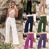 2025 New Spring/Summer New Women's Casual Style Cotton and Hemp Comfortable Mid Waist Long Pants for Women 3