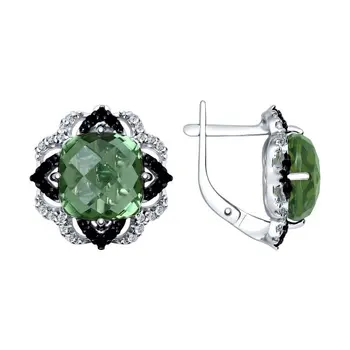 

Sokolov drop earrings with stones in silver with a mix of stones, fashion jewelry, 925, women's male, long earrings