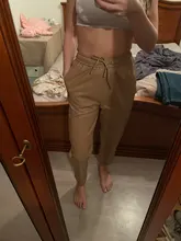 Pants Trousers Women Drawstring Female High-Waist WOTWOY Spliced Loose Autumn Straight