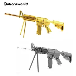 Microworld 3d metal nano puzzle militar m4a8 carabinas arma rifle modelos kits diy corte a laser brinquedos educativos presentes adultos