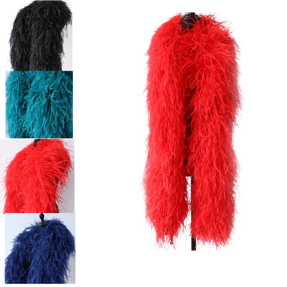 WCFeatherS 20Ply Custom Colors Real Ostrich feather boa Fancy Design Wedding Shawl feathers