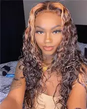 ALICE-pelucas de cabello humano rizado con malla frontal, cabello con cierre superior de cuero cabelludo de 150% de densidad, no Remy