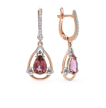 

Gold earrings with tourmaline and cubic zirconia sunlight sample 585