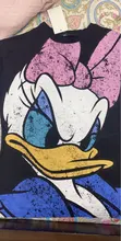 Black T-Shirt Daisy Duck Cartoon Print Sweet Women Cute Disney Fashion Tee-Tops Pullover