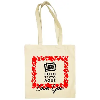 

Cloth bag personalized with photo I Love You