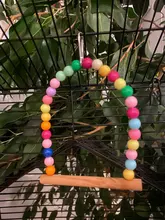 Swing-Toy Perch Beads Bird-Supplies Parrots Wooden Hanging Natural with Colorful