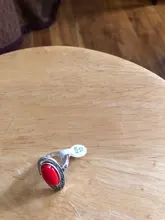 Kinel-anillo rojo de boda étnico para mujer, sortija tibetano Retro de plata, mosaico de cristal negro, joyería Vintage 2020