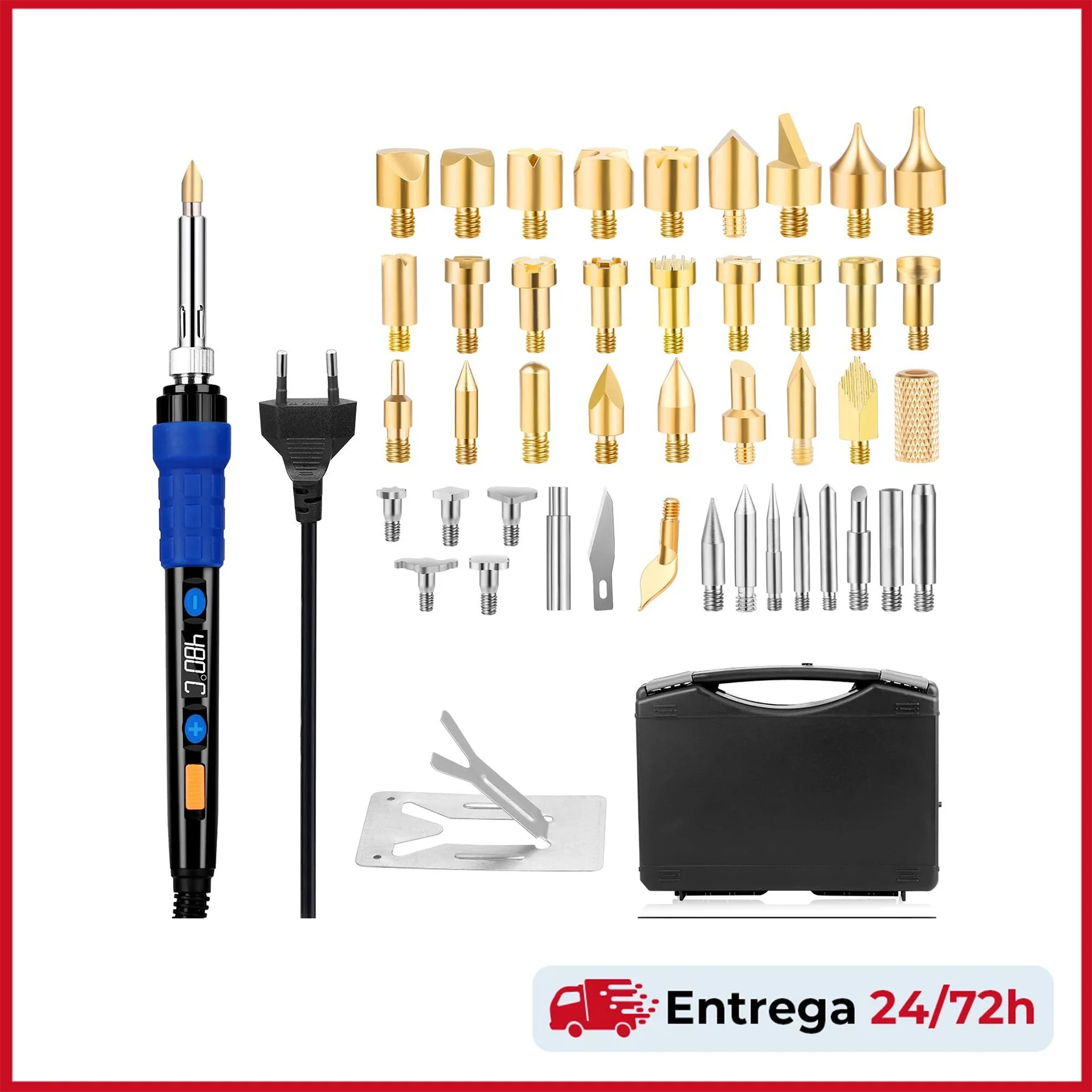 Pirograbador de Madera 39PCS Kit Pirograbdores Electrico 60W Pirografo con Bolso de Herramientas BricoPlus, Temperatura Ajustable, Puntas Diferentes, Soporte, 2 Plantillas [Version Nueva]| | - AliExpress