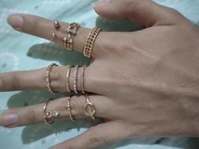 Tocona 8 unids/set, Anillos geométricos conjuntos de cristal claro de cadena de oro de piedra anillos de apertura para la joyería de las mujeres accesorios 9012