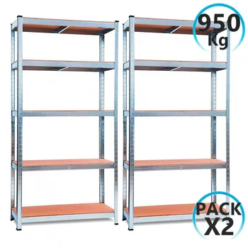 

Pack 2 Shelving Galvanized with 5 Adjustable Shelves 180x90x40cm 950Kg 7house