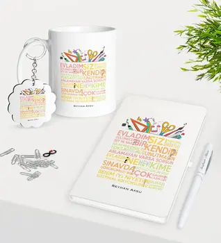 

Personalized Teaching Lyrics Trophy Keychain White Notebook Pen Gift Seti-1
