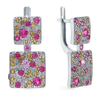 

Silver earrings with cubic zirconia sunlight sample 925 test