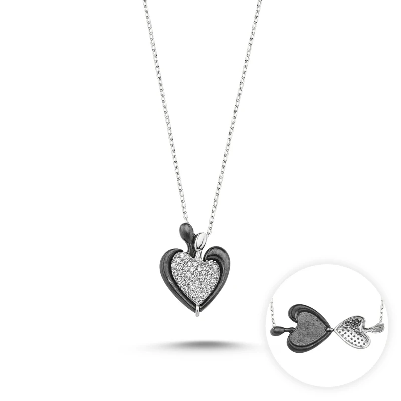 

Silver 925 Sterling Zircon Openable Heart Necklace