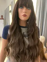 OneNonly-Peluca de cabello sintético largo degradado para mujer, pelo Natural resistente al calor, ondulado y suelto con flequillo, color marrón y Rubio, para Cosplay