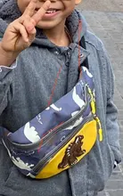 Riñonera con dibujo de dinosaurio para chico y niña, bolso de pecho con cinturón para niño, bolsa de dinero, riñonera con cremallera para bebé