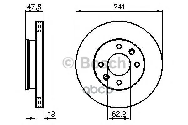 Диск Тормозной Передний Hyundai Getz(241мм) 0986479206 Bosch арт. 0986479206