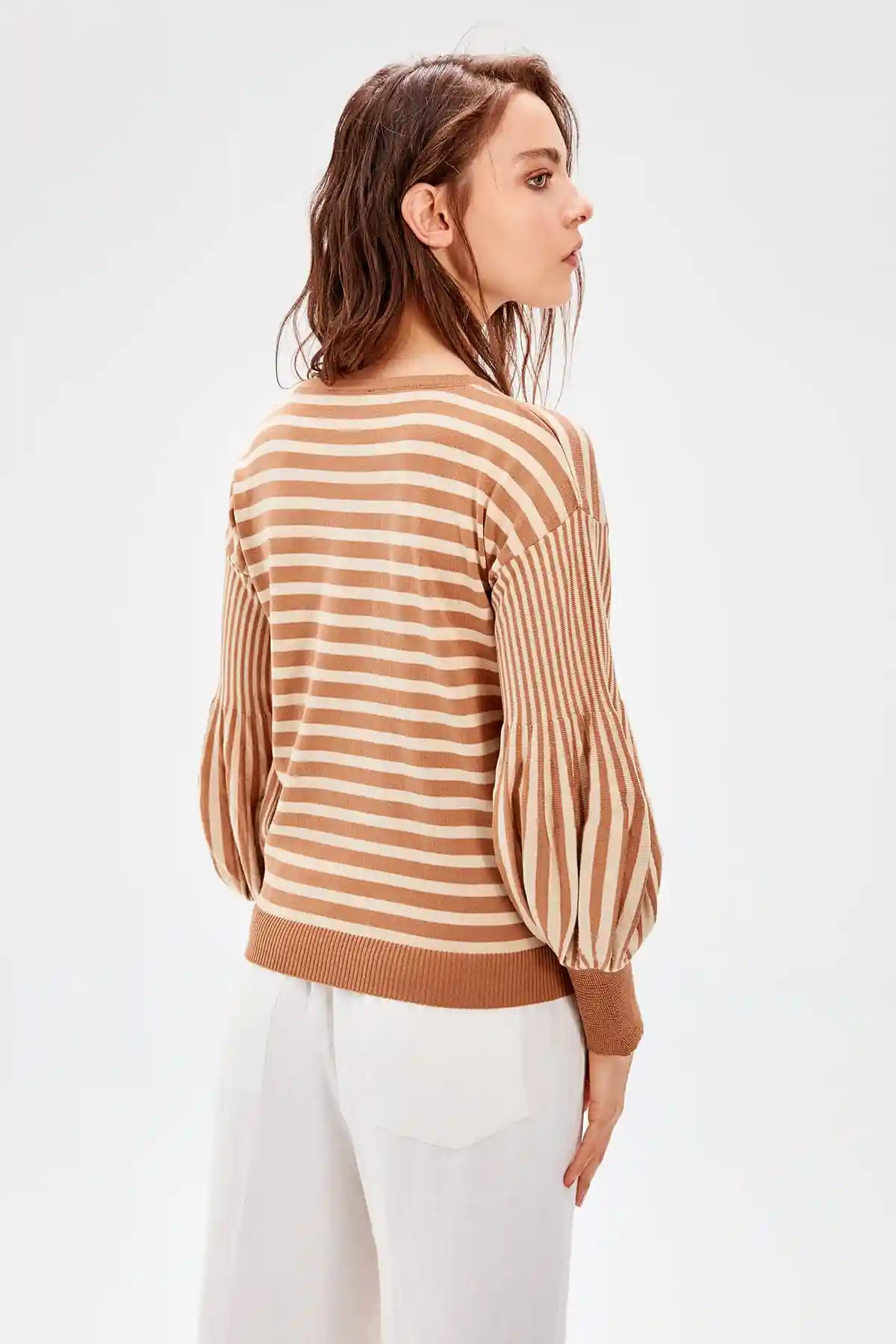 camel striped sweater