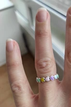 Anillos de dedo de corazón y arco iris para mujer, de bambú, plata de ley 925 auténtica, sortija de compromiso de boda, joyería