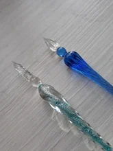 Uds paquete seguro de vidrio Vintage Dip inmersión sostenedor de la pluma firma de tinta plumas fuente de cristal hecho a mano Dip pluma fuente