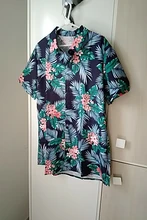 De moda gran oferta hombres flor hawaiana-impresión de manga corta de verano de playa estilo solapa informal de vacaciones ropa cómoda S-XXL