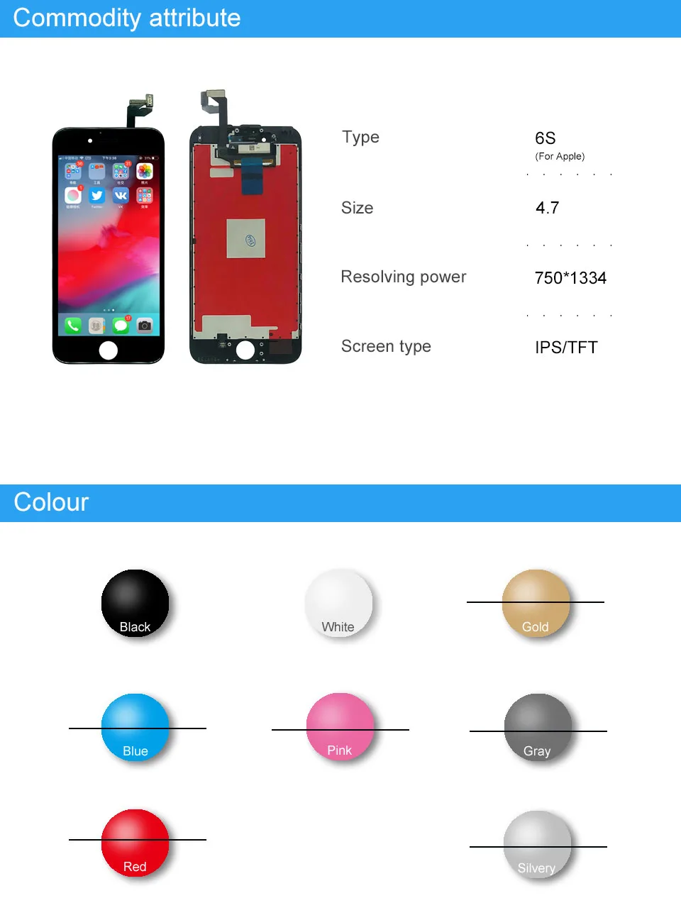 10 шт Lcd полный для iPhone 6S ЖК-экран Замена для iPhone 6S ЖК-дисплей кодирующий преобразователь сенсорного экрана в сборе DHL