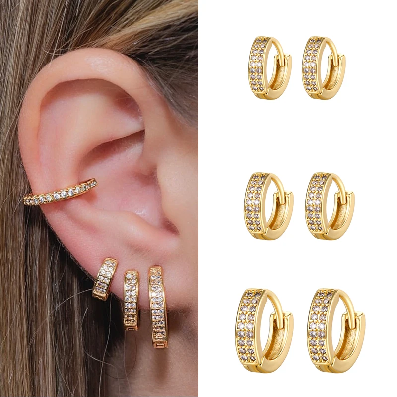 CRMYA Gold Silver Filled Several Sizes Hoop Earring CZ Zircon Heart Higgle Earrings For Women Jewelry Wholesale Aretes De Mujer