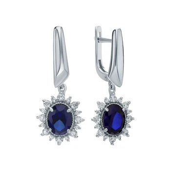 

Silver earrings with sapphires and cubic zirconia sunlight sample 925 test