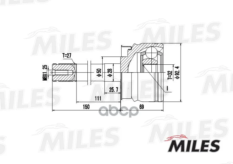 Шрус Nissan Terrano 2.7td 94- Нар. Miles Ga20339 Miles арт. GA20339