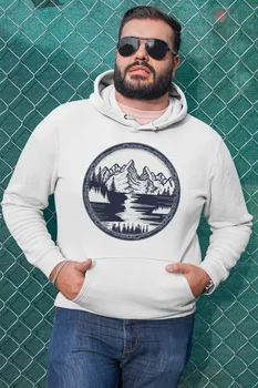 

Angemiel Wear Mountain And Lake White Men 'S Hooded Sweatshirt