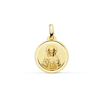 

Medal 18k Gold Heart of Jesus 14mm. Smooth fence bezel