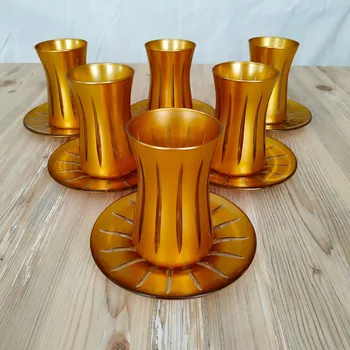 

Gold Color Cutting Tea Set For 6 Person