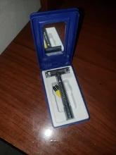 Afeitadora de seguridad para hombre, afeitadora Manual tradicional de doble filo cromado, afeitadora de seguridad + 1 hoja + 1 Estuche De Viaje profesional para el cuidado del cabello y la barba