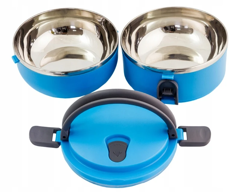 Ланч бокс 2 секции Lunch Box Urban Living 3 Layer Stainless Steel термо контейнер для обедов(Голубой