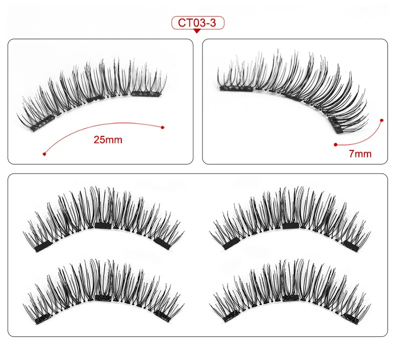 Три магнита Накладные ресницы ручной работы естественно реалистичные быстро паста повторное использование 3D Магнитные накладные ресницы - Цвет: CT03-3