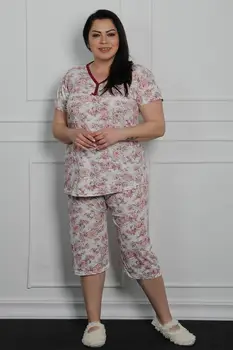 

Sans Textile Women Bone Cotton Fabric Big Size Pajamas set 65 N15545