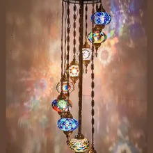 Многоцветный ручной работы турецкий 9 шар мозаика торшер, Турецкая мозаичная лампа, мозаичная люстра, мозаичная настенная лампа