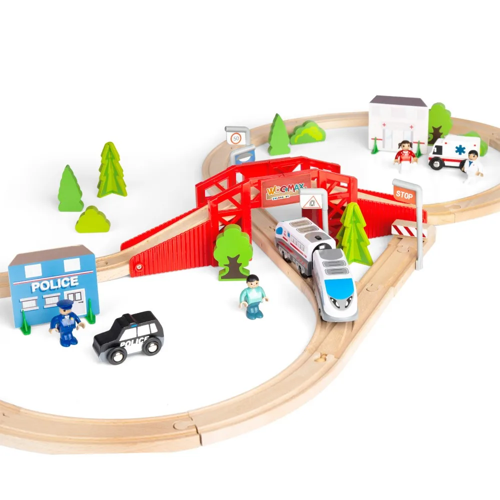 Playtive Junior Wooden Building Site Set for Wooden Rail Train & Road Sets 