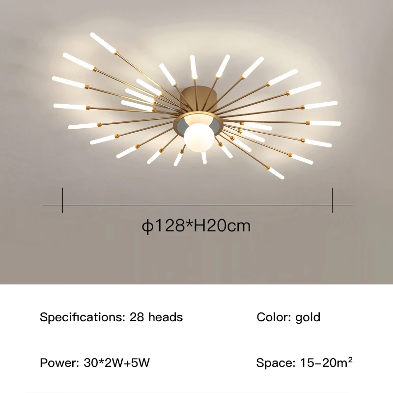 led chandelier Modern Style LED Chandelier For Living Room Bedroom Dining Room Kitchen Lounge Ceiling Lamp Gold Fireworks Design Natural Light crystal ball chandelier Chandeliers