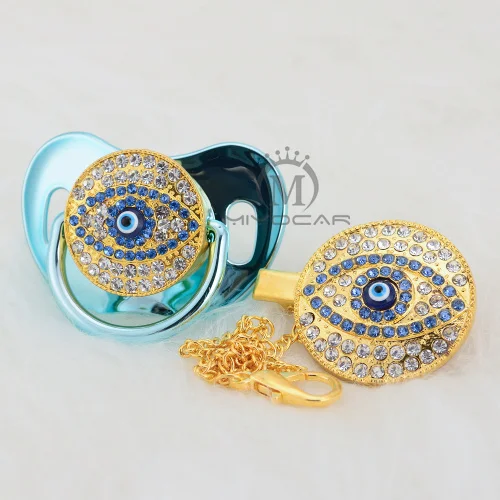 MIYOCAR уникальный дизайн bling evil eye Кольцо для соски и клип набор BPA бесплатно FDA пройти Безопасный и специальный подарок для ребенка - Цвет: AEYE-10-1  6-18M