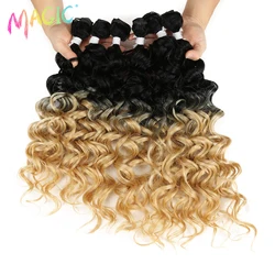 Magic Afro Kinky Curly Heat Resistant Deep Wave Bundles Ombre 6Pieces 24-28 Inch 260g Synthetic Hair Extensions Weave Hair