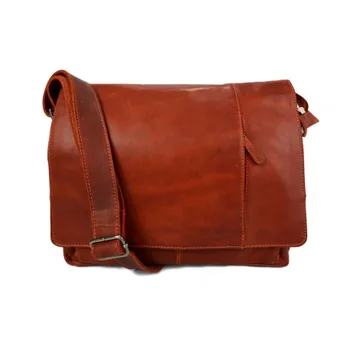 

Genuine italian leather shoulder bag notebook messenger bag ipad laptop ladies men orange