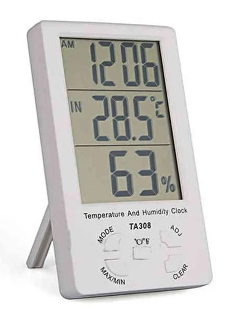 Thermomètre intérieur/extérieur avec horloge hygromètre TA298