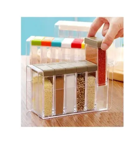 

6-Piece Acrylic Spice Jar Set with Stand and Cook Lid Colorful 6-Piece Acrylic Spice Jars Set with Lid and Stand SuFREE SHİPPİNG