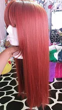 Synthetic Wigs Bangs Natural Women Cosplay Long Ombre Heat-Resistant Straight Red Henry Margu