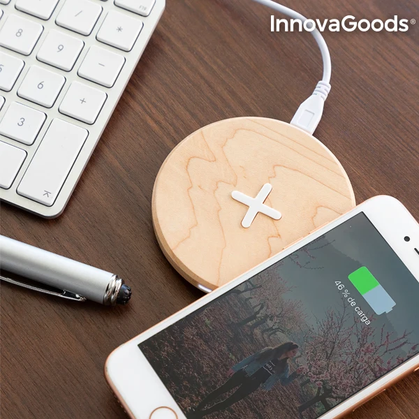 InnovaGoods беспроводное деревянное быстрое зарядное устройство клен