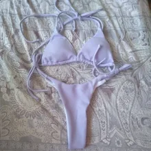 GNIM-Bikini brasileño de dos piezas para mujer, de dos piezas con espalda descubierta traje de baño, estilo triangular, ropa de playa, 2020
