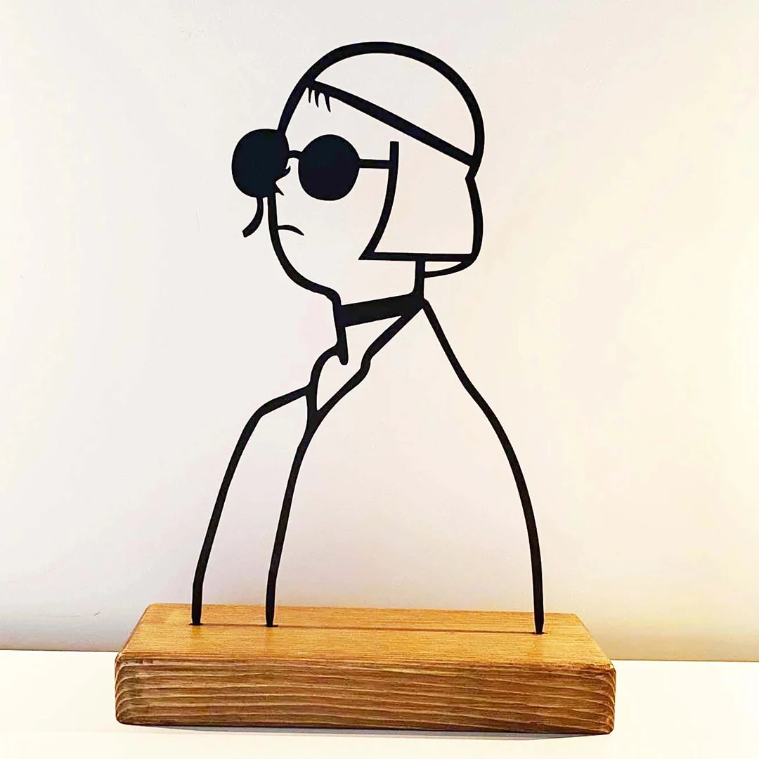 

Decorative Metal Mathilda Figured Wooden Desktop Decor Office Home Gift and Table Decor Wooden Base