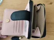 Billetera corta con cremallera para mujer, monedero con borla, bolso de mano, tarjetero, billetera