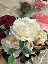 Silk Roses Vases Bouquet Holding Artificial-Flowers Wedding-Decorative Bride Fake-Plants
