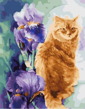 

Painting by numbers GX 34327 Red Cat and irises 40*50